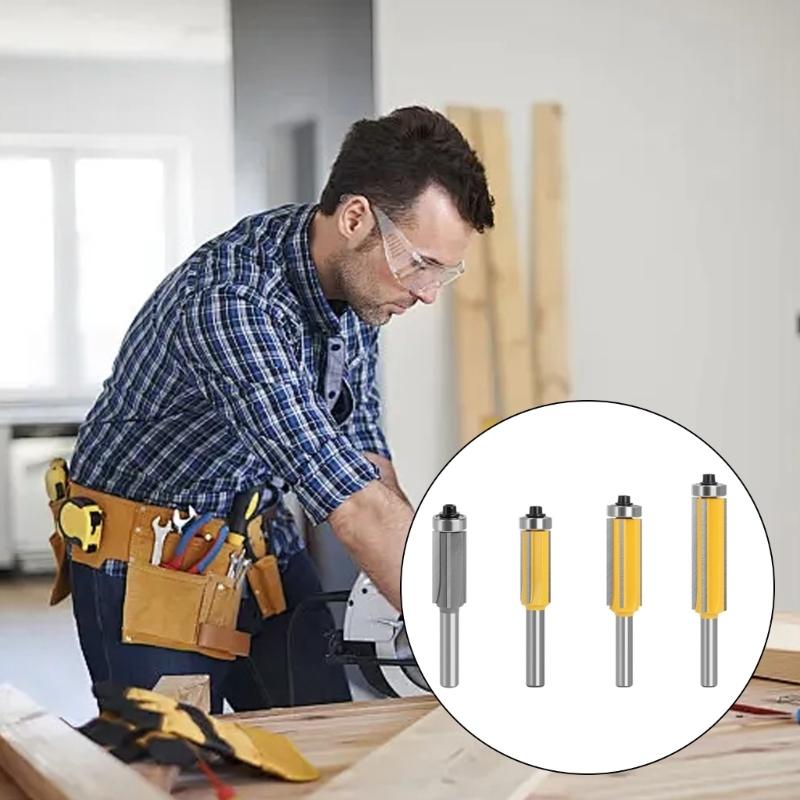 Professional Wood Trimming Router Bit 4 Flute Design High Durability Blade Enhancing Stability for Precise Wood Cutting