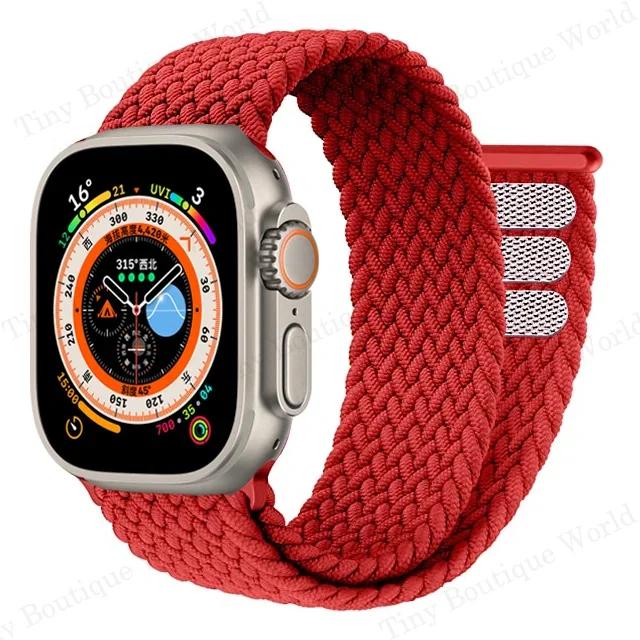 Braided Solo Loop For Apple watch Bands 40mm 44mm 49mm 45mm 41mm 38mm 42mm Elastic bracelet iWatch series 9 8 7 se Ultra 2 Strap