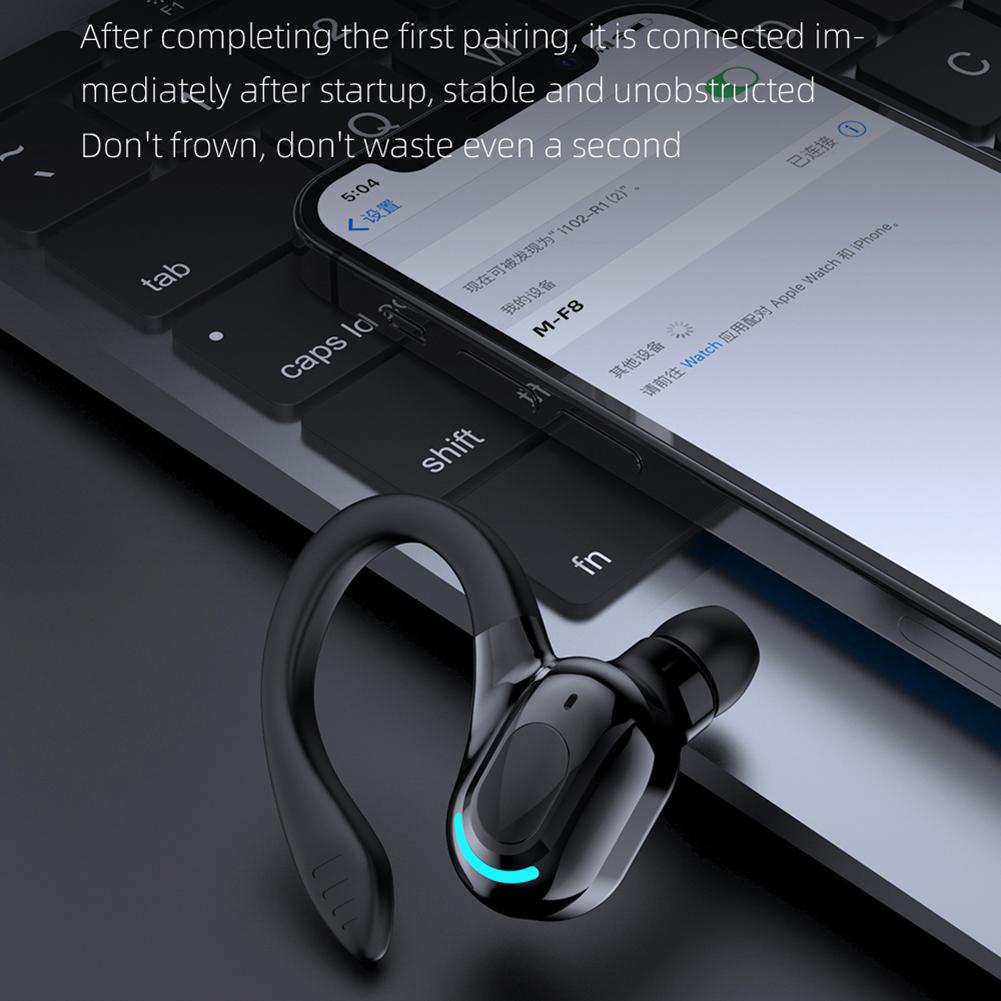 M-F8 Waterproof Hanging Single Ear Earbuds Bluetooth-compatible 5.2 Noise Cancelling Sports Wireless Business Headphones Headset
