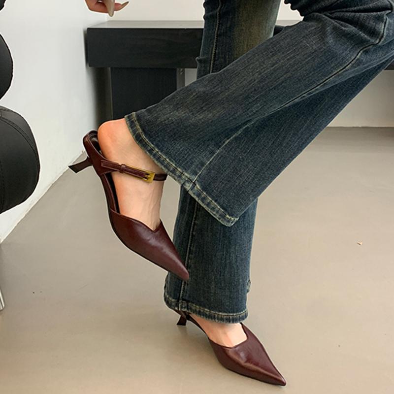 Fashion Summer Cover Toe Women Slippers Fashion Singbacks Mules Shoes Ladies Elegant Thin Heel Stripper Party Sandalias