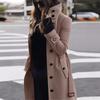 Women S Plus Size Long Sleeve Wool Blend Coat Single Breasted Half High Collar