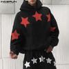 INCERUN Men Spring Oversized Hoodies Long Sleeve Star Print Hooded Sweatshirts