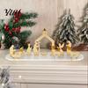 Acrylic Holiday Ornaments Christmas Ornament, Mirrored Golden Silhouette Scene, Decorative Seasonal Home Decor Desktop Display for Living Room