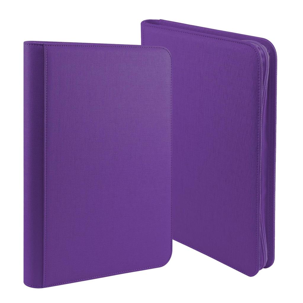 PAKESI Star Card Card File 9 Pockets Holds 360 Cards PU Leather Cover Card Sheet Collect Star Cards and Other Cards Star Card Collection File (Purple)