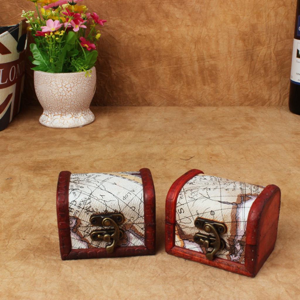 Boîte à bijoux Vintage en bois, faite à la main, avec Mini serrure en métal pour ranger les bijoux, trésors et perles