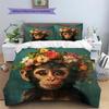 Coroa de Flores Animal Padrão Conjunto de Colcha Roupa de Cama Capa de Colcha Fronha Decoração de Casa Presente (1 capa de edredom + 2 fronhas, sem enchimento.)