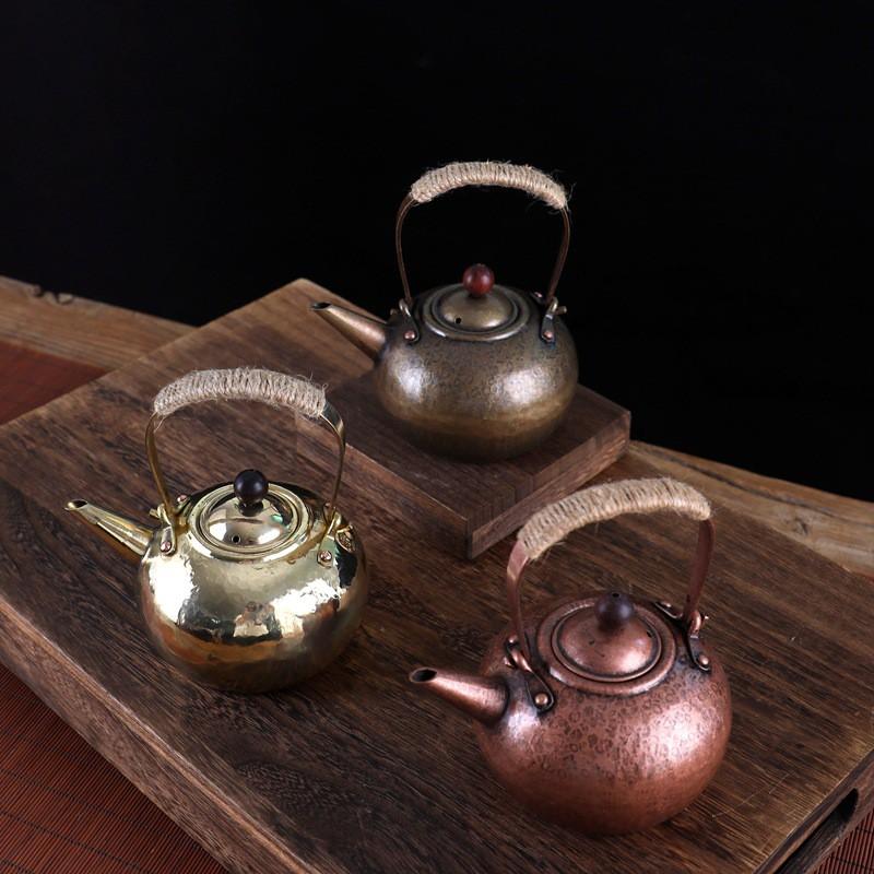 Handcrafted Copper Kettle Tea Brewing Warming Wine Side Handle Design 420ml 750ml 1000ml 1100ml