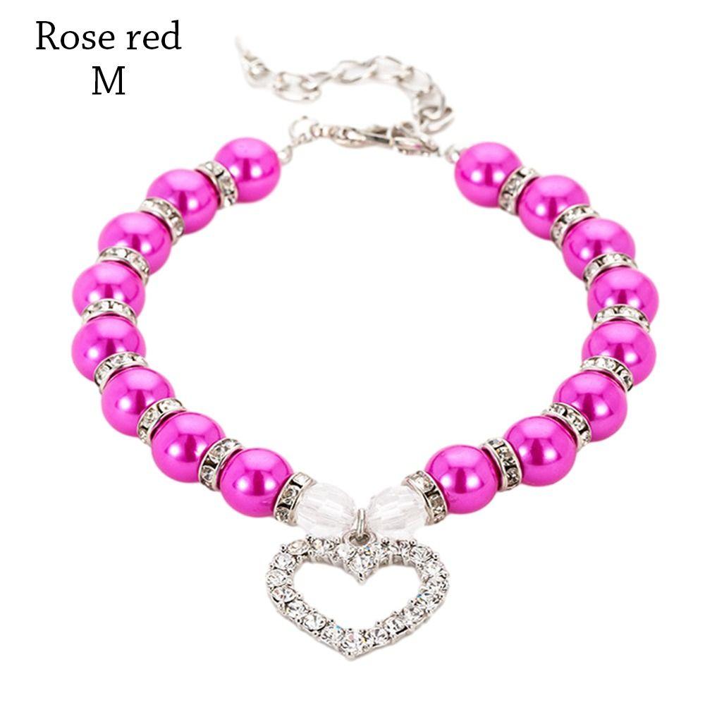 Adjustable Imitation Pearl Cute Dog Necklace Pet Dog Collar Jewelry Neck Chain For Dog Cats Luxury Diamond Pendant Accessories