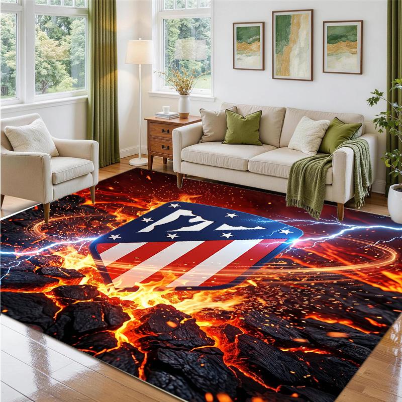 Atletico Madrid Design Crystal Velvet Rug Soft Decorative Mat for Bedroom Entrance