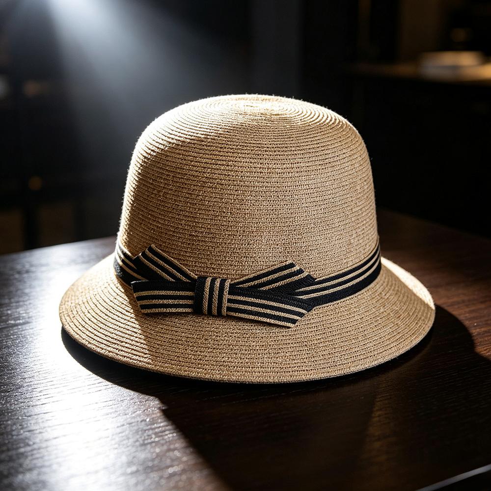 Straw bucket hat straw hat women's summer thin fisherman's visor women's sun hat fashion dome sun hat