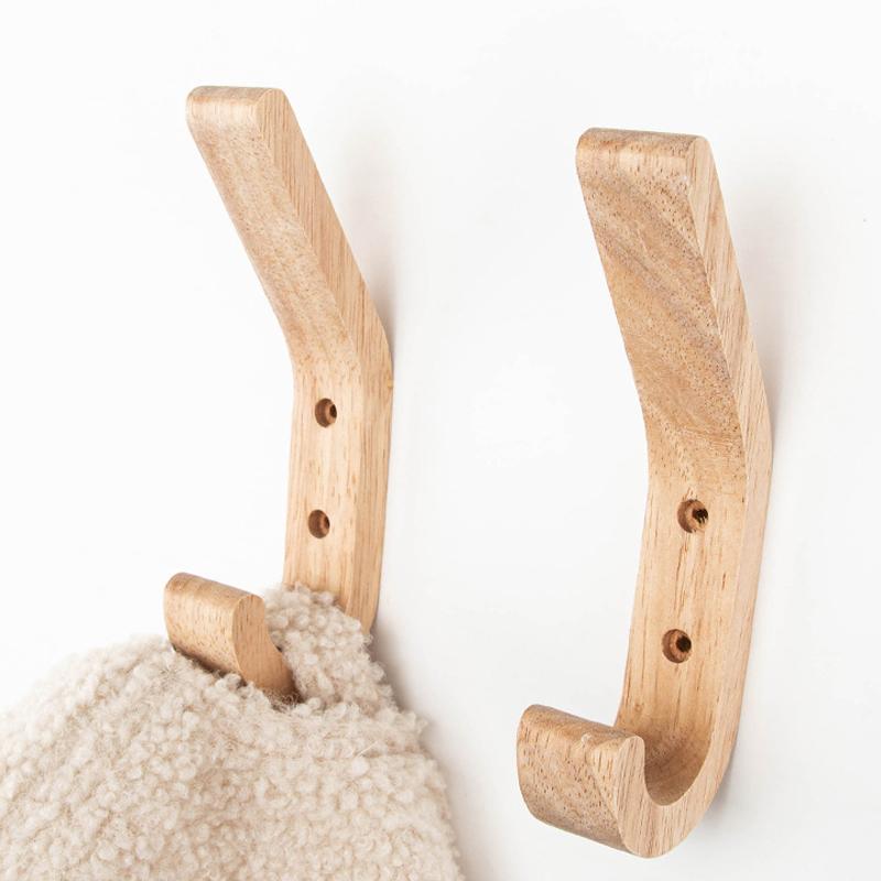 1/2/3Pcs Solid Wood Wall Hooks Coat Clothes Hats Hanger Hook Vintage Wooden Mounted Hooks For Kitchen Bathroom Decoration