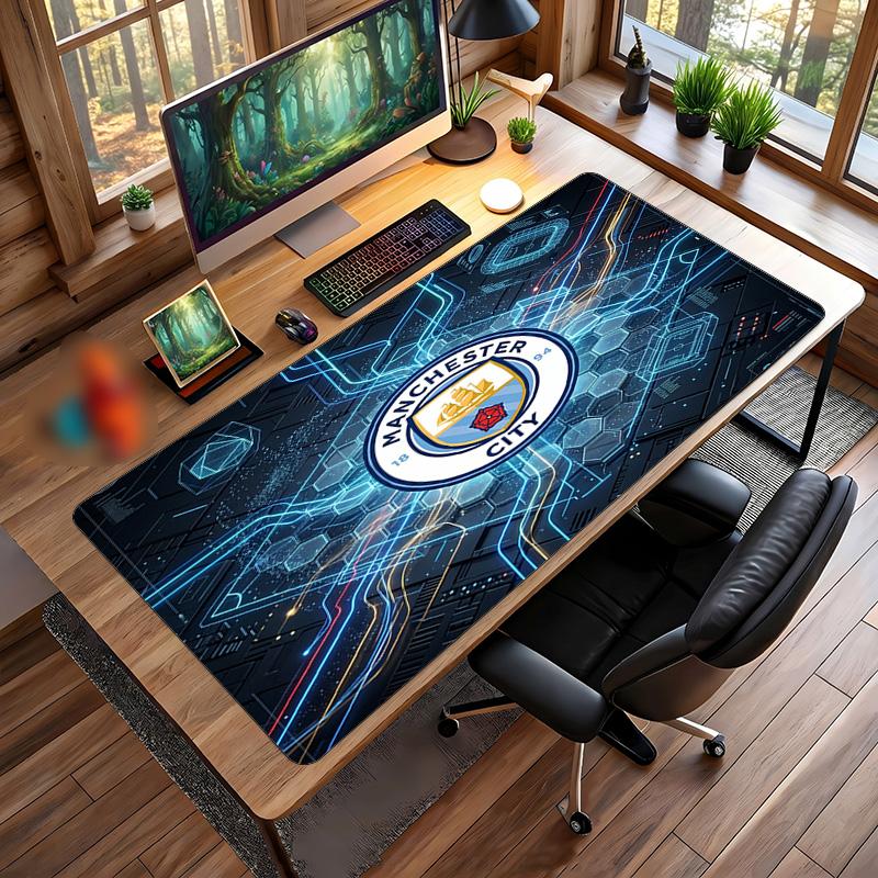 Tappetino per Mouse Grande Stampato Manchester City, Tappetino Morbido in Gomma Antiscivolo per Scrivania da Gioco per Ufficio Laptop Computer Decorazione