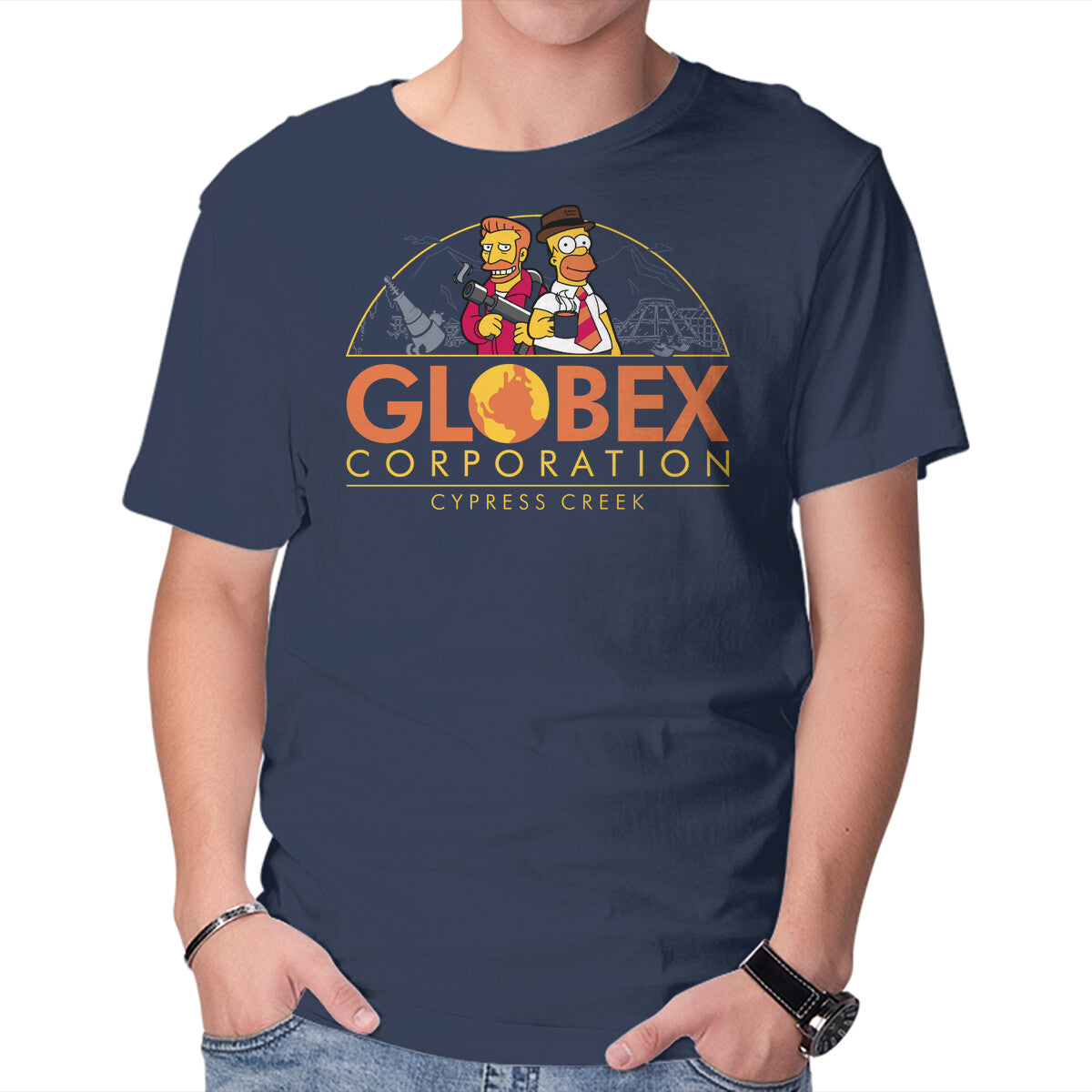 Unisex Crew Neck T-Shirt Globex Corp Graphic Short Sleeve Casual Tee S