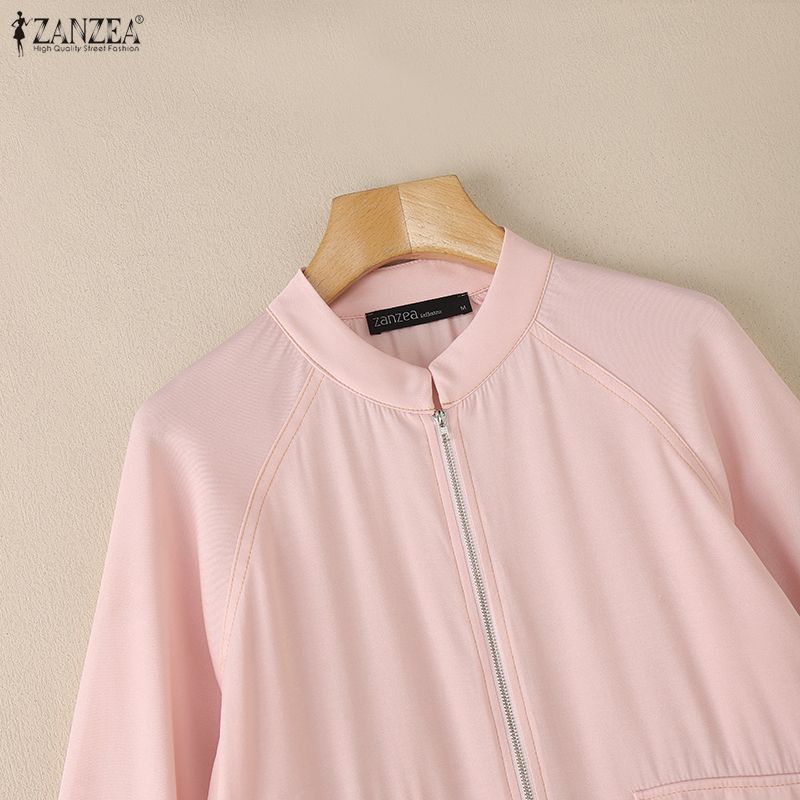 ZANZEA Frauen Casual Stehkragen Langarm Dünne Strickjacke Outwear