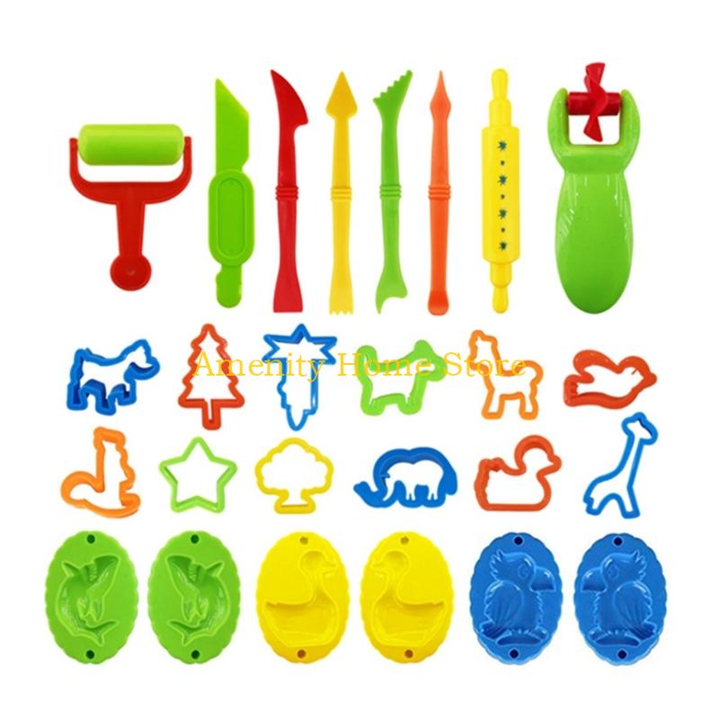 

F26C Clay Modeling Mold Set for Children Art Projects Animal Plant Vehicle Stamps