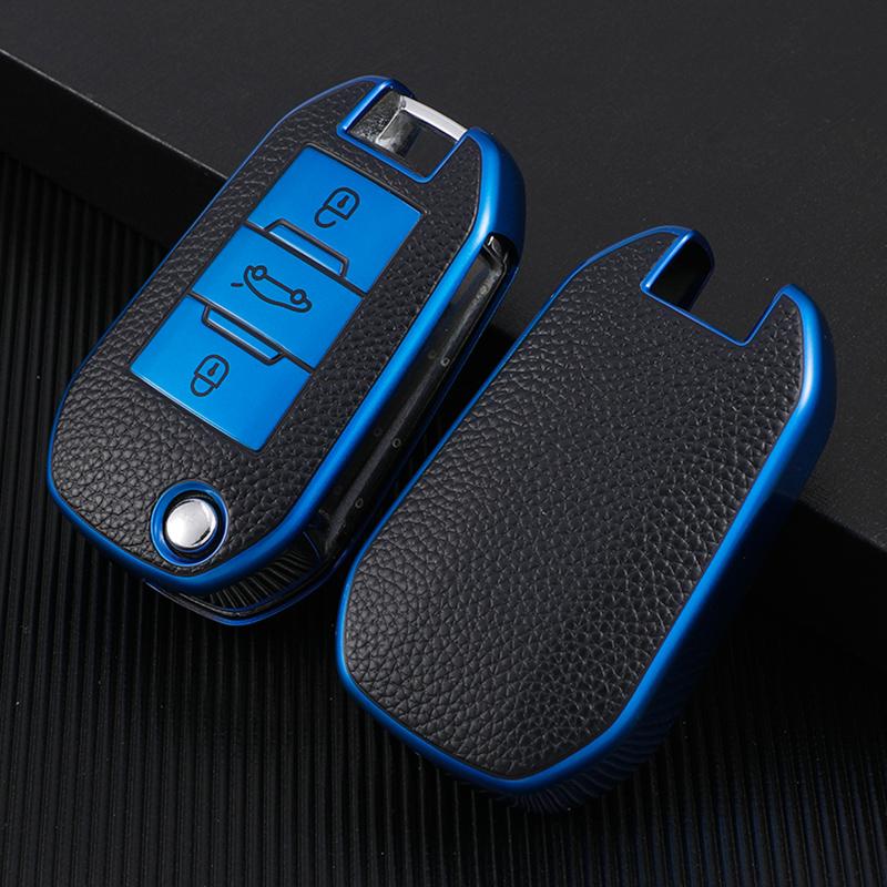 For Peugeot 208 2008 301 308 3008 Rcz 508 408 307 Case For Citroen C3 C4 Berlingo Tpu Leather Flip Folding Key Fob Cover