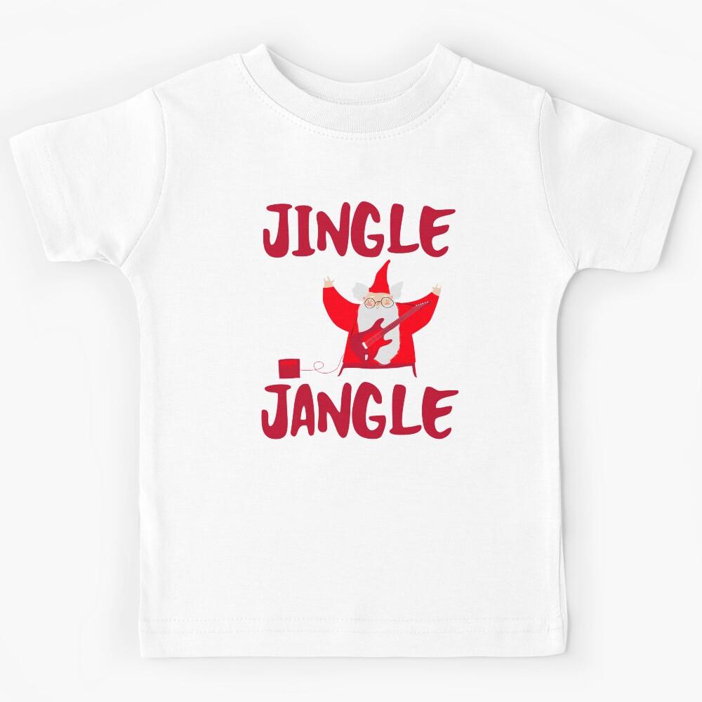 Jingle Jangle Red Guitar Playing Christmas Santa Claus Kids T-Shirt 100
