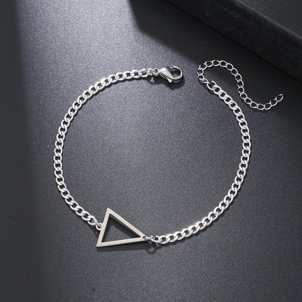 

New Hiphop Mens Bracelet Stainless Steel Chain Link Braslet Adjustable Triangle Heart Cross Braclet Accesorios Hombre Pulseria