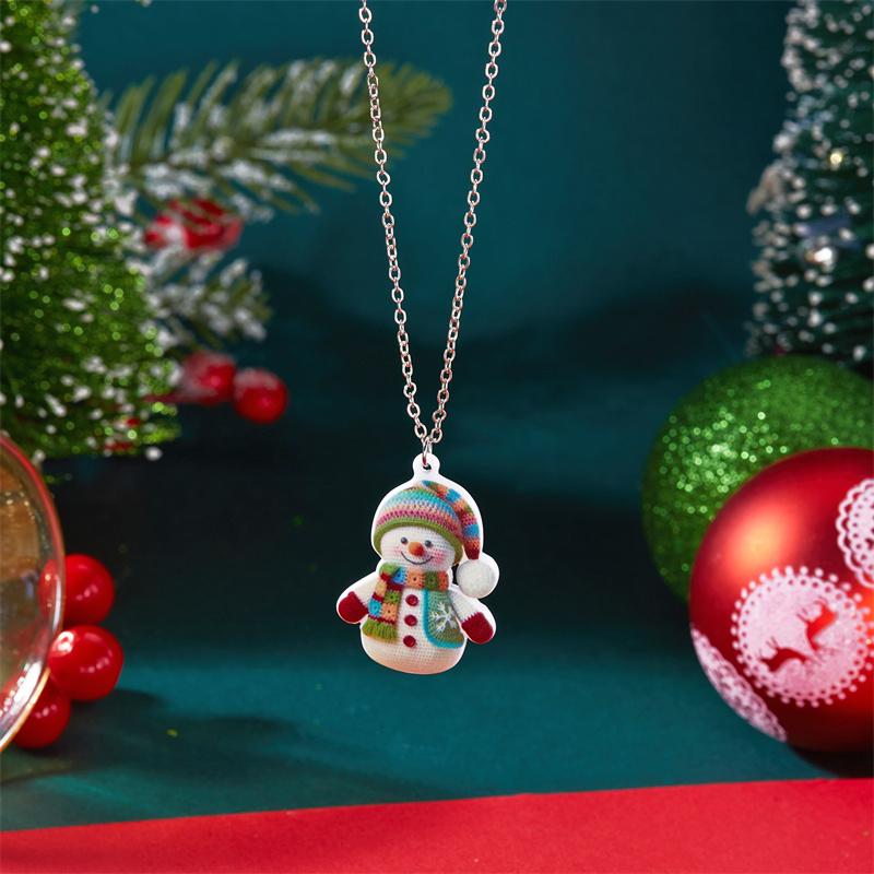 New Creative Acrylic Snowman Drop Earrings For Women Girls Cute Snowman Pendant Necklace Festivel Party Jewelry Christmas Gifts