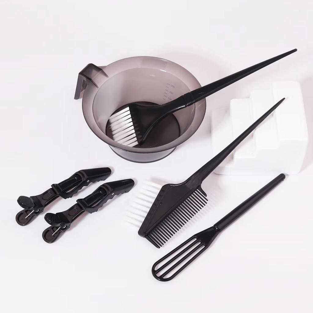 6pcs salon hair dyeing set, hair brush, dyeing bowl, styling hair clip, mixing rod, for household and salon hair styling