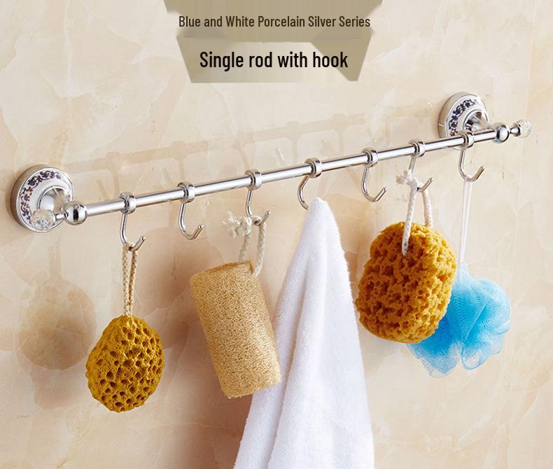 European Stainless Steel No-Drill Bathroom Set: Towel & Toilet Wall Storage Rack