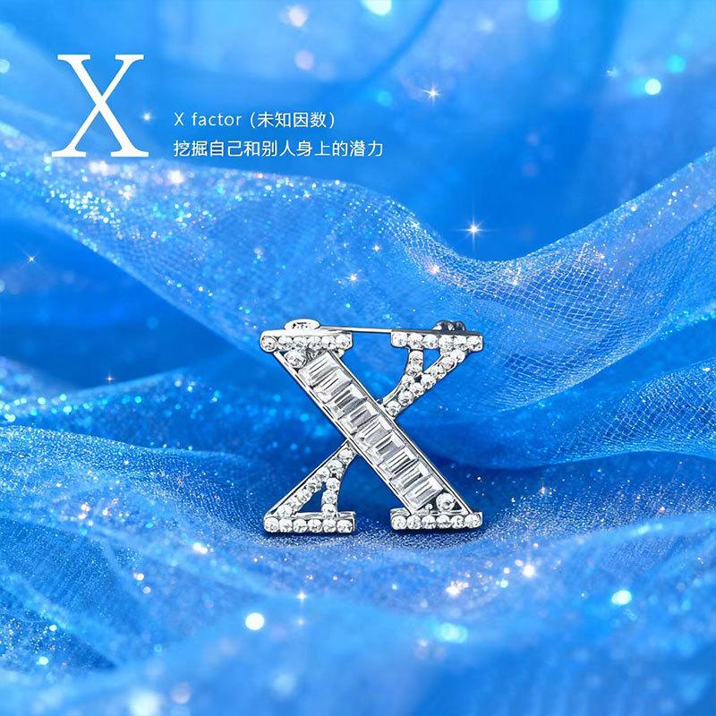 26 English Alphabet Brooches, Men'S And Women'S Suits, Collar Pins, Creative Brooches, Rhinestones, Crystal Anti-Light Pins