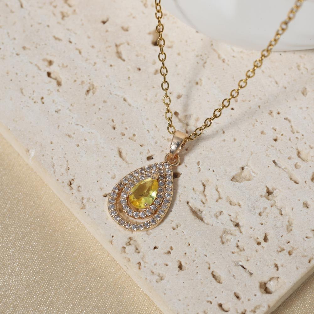 Simple Water Droplets Pendant Necklaces for Women Zirconia Necklace Wedding Party Jewelry Accessories