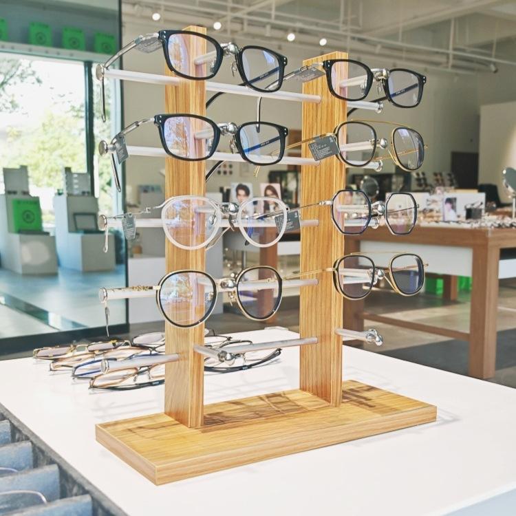 Wooden Double-Row Sunglasses Display Stand for Wayfarer Glasses