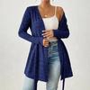 Women's Fashion Solid Color Long Sleeve Tie Casual Loose Cardigan Tops Jacket