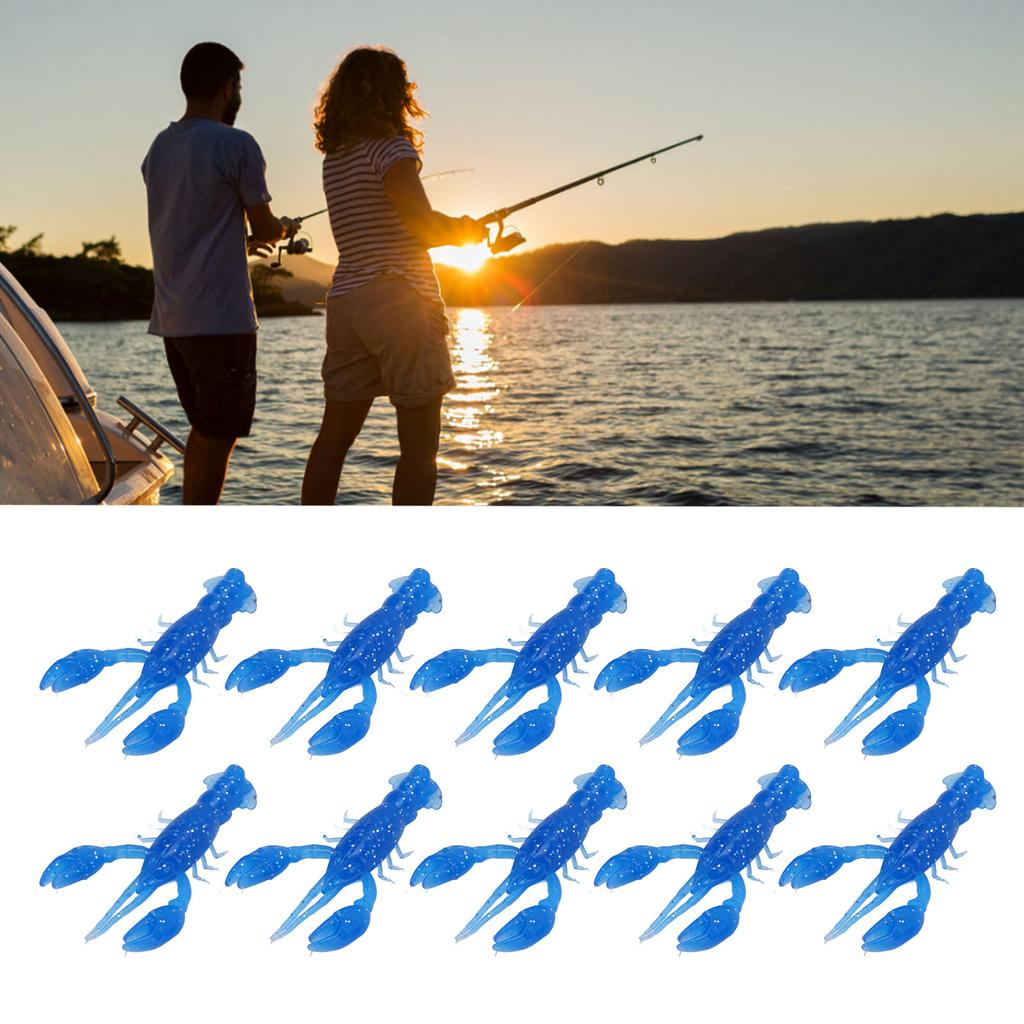 10pcs Soft Fishing Lure Crawdad Bait PVC Shrimp Artificial Soft Lure Baits for Bass Fishing