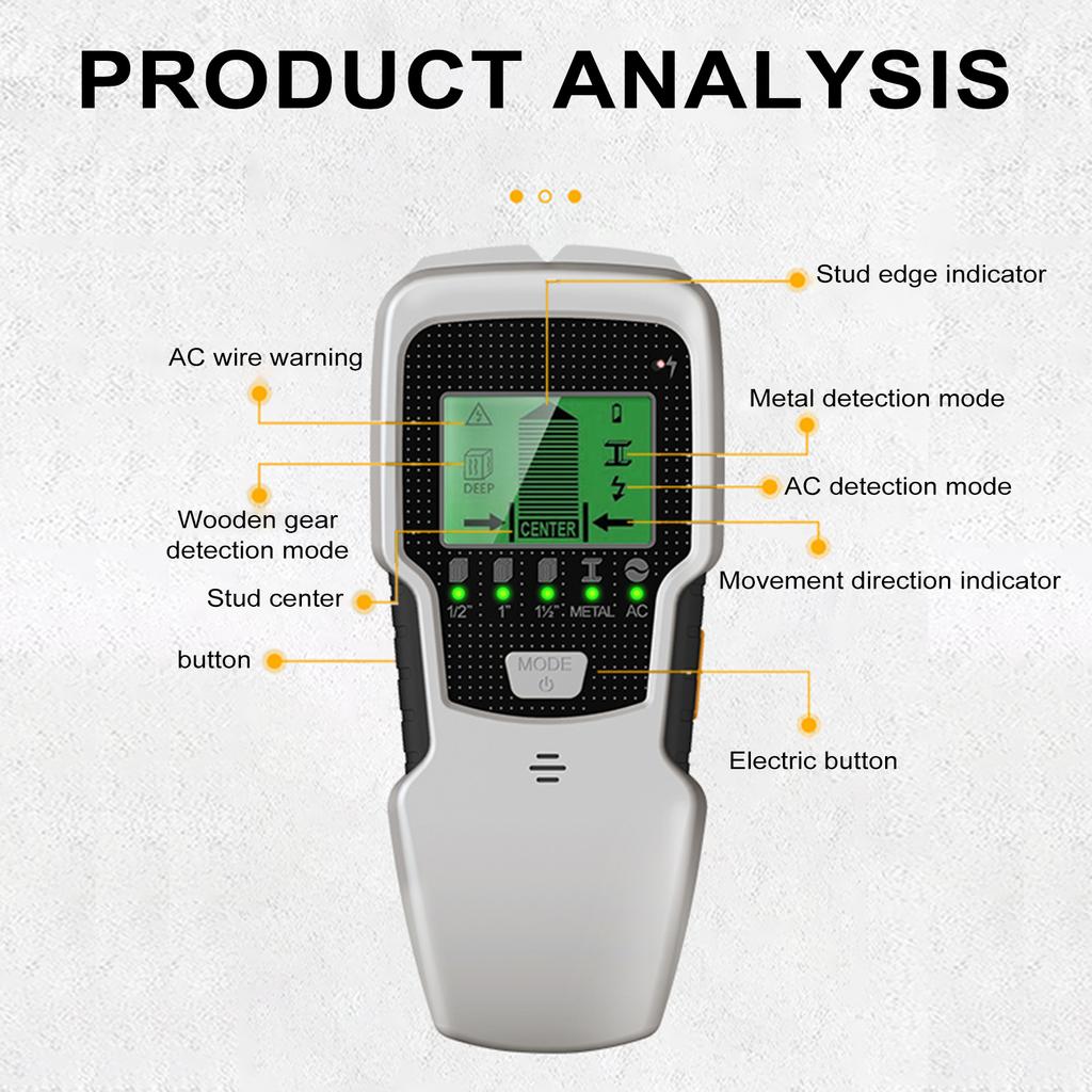 Nástěnný skener Stud Finder Elektronický detektor hřebů 5 v 1 s HD LCD displejem používaným k detekci