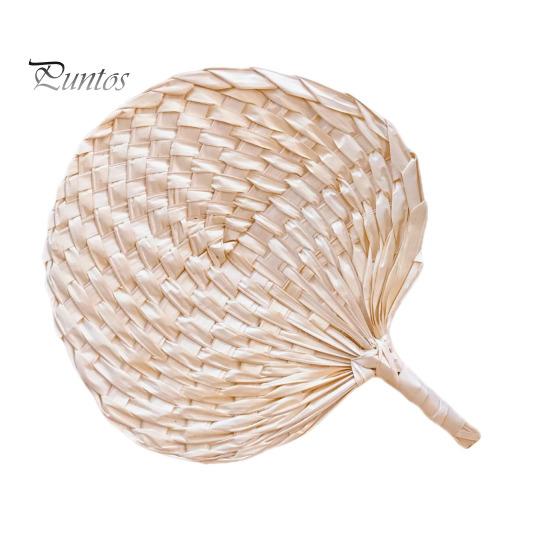 

Веер из натурального бамбука и рафии, веер ручной работы в китайском стиле, плетеный веер из пальмовых листьев, летний охлаждающий ручной веер, украшение для свадебной вечеринки слоновая кость