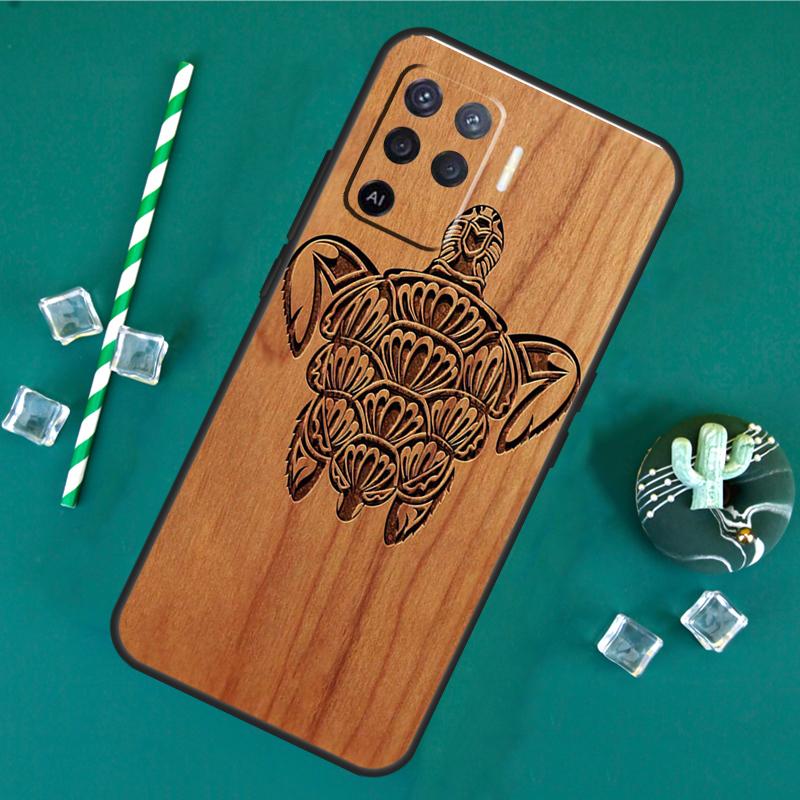 Turtle Wood Pattern Case For Oppo A80 A40 A60 A16 A76 A96 A91 A15 A17 A74 A94 A54 A57S A18 A38 A58 A78 A98 Cover
