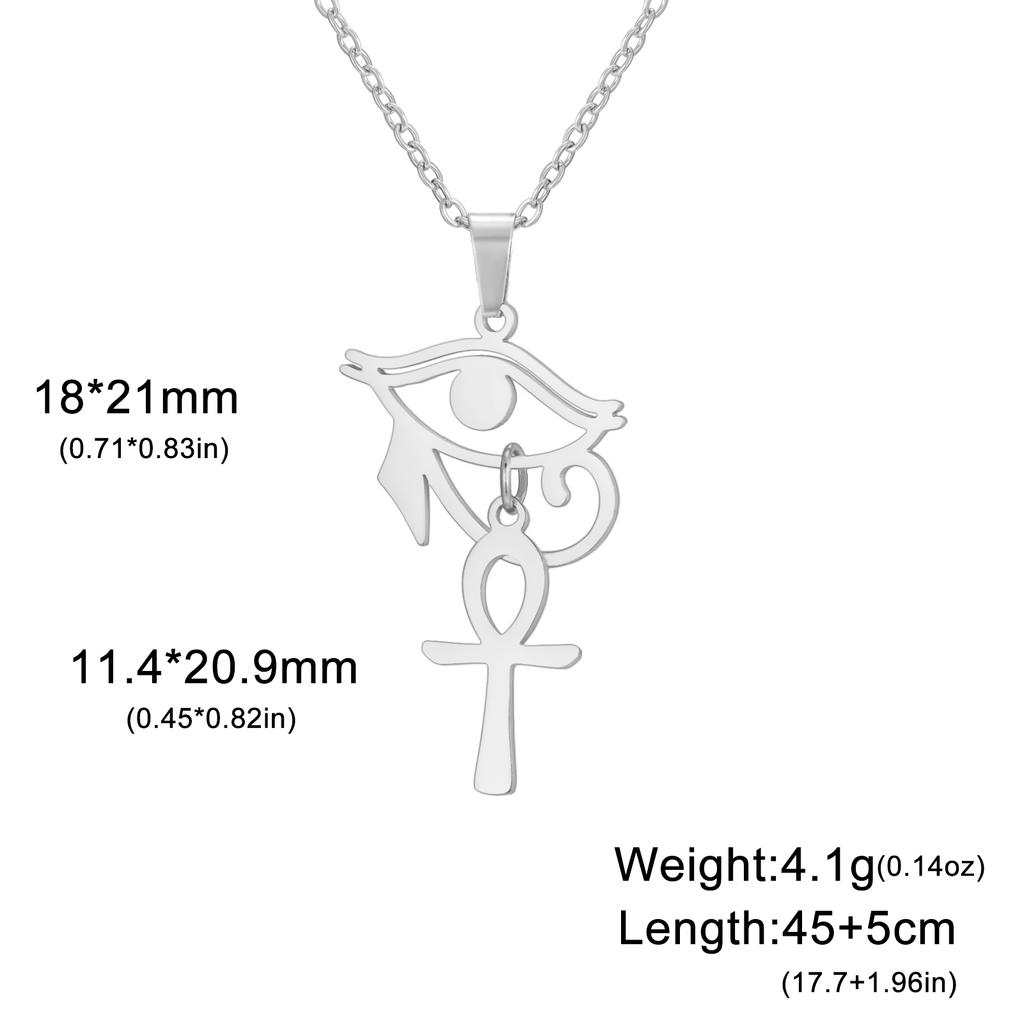 LIKGREAT Egyptian Eye of Horus Ankh Cross Protection Necklace for Women Men Stainless Steel Celtics Knot Amulet Jewelry