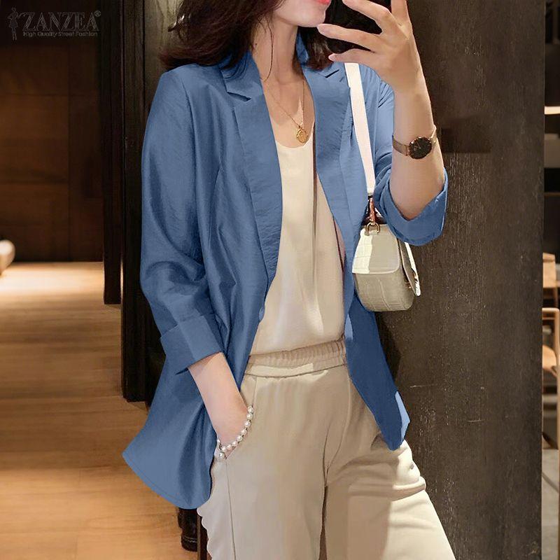 ZANZEA Women Casual Turn Down Collar Loose Thin Cardigan Tops