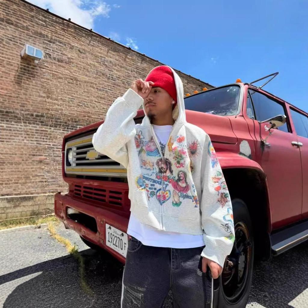 American Gothic Rock Letter Print Hoodie - Harajuku Loose Fit Sweatshirt for Couples