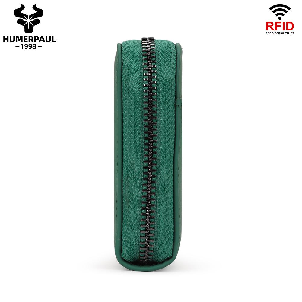 Humerpaul Ladies Wallet Leather Wallet RFID Anti-theft Swipe Wallet Zipper Large-capacity Wallet Multi-card Coin Purse