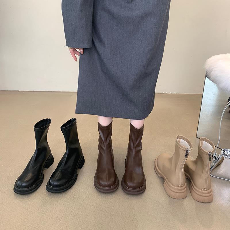 Thick-soled Spring and Autumn Short Boots Women's Winter Flat-soled Korean Small Naked Boots Fashion Boots Women's Boots