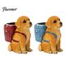 Hand Painted Dog Stationery Holder Golden Puppy Backpack Pen Holder, Cute Animal Storage Ornament, Resin Desktop Organizer, for Office And Study Craft