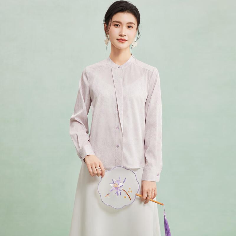 Women s New Chinese Style Mulberry Silk Jacquard Shirt L