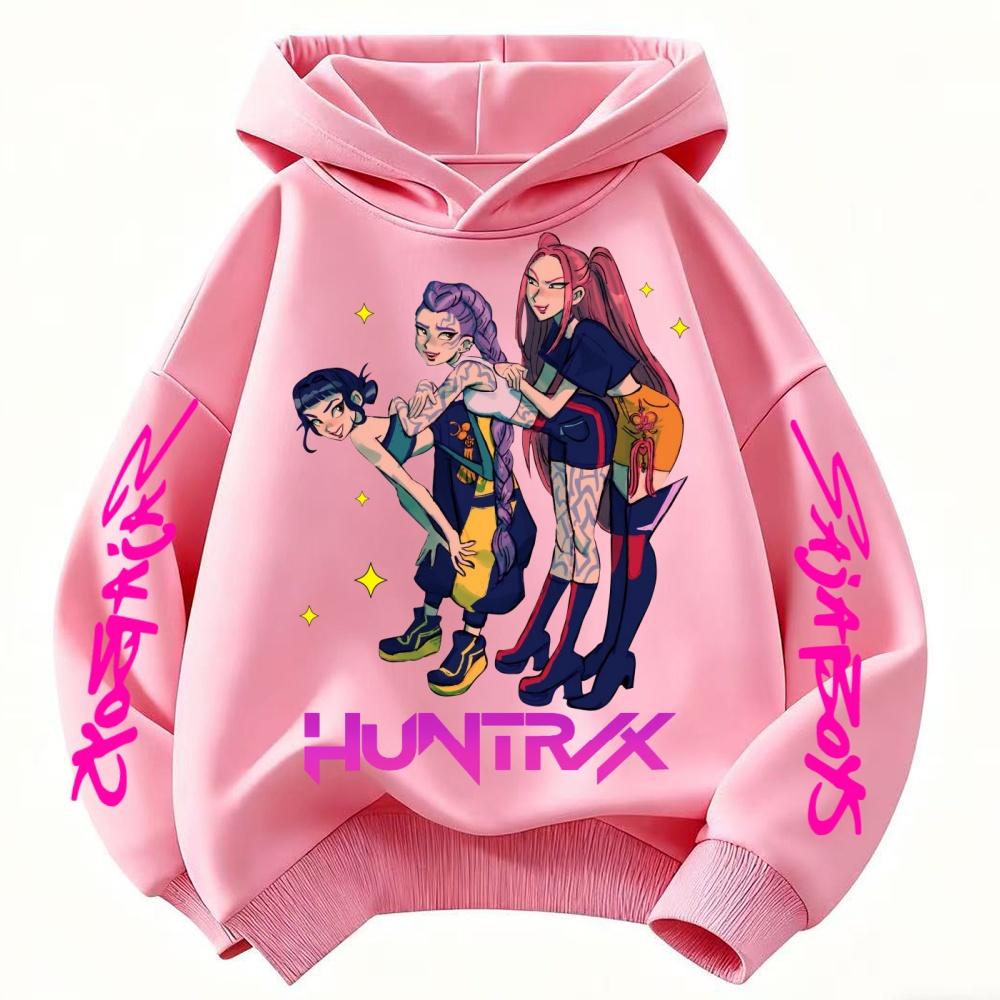 KPop Łowcy Demonów Dziecięca Bluza z Kapturem Kreskówka Fajny Unisex Pulower Dla Chłopców Dziewczynek Sweter w Stylu Casual