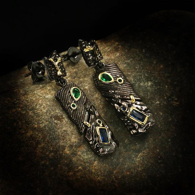 

распродажа серебро черный золото зеленый камень серьга этнический ретро стиль серьги своими руками свадебные серьги для невест серьги-шармы