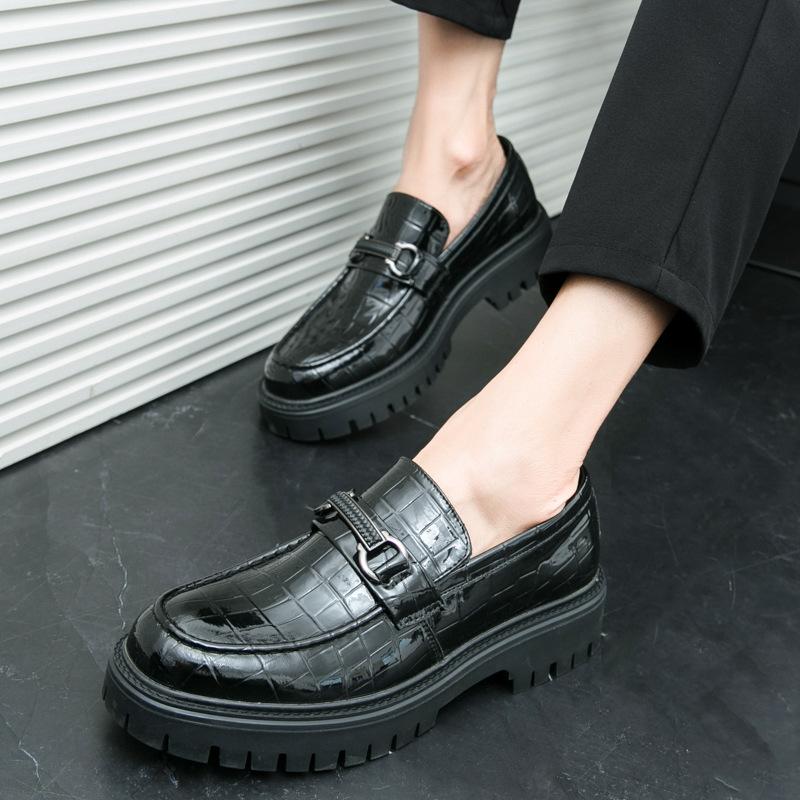 

Новые деловые туфли-лоферы из кожи в британском стиле, всесезонные, модные туфли на платформе, свадебная обувь для жениха 44