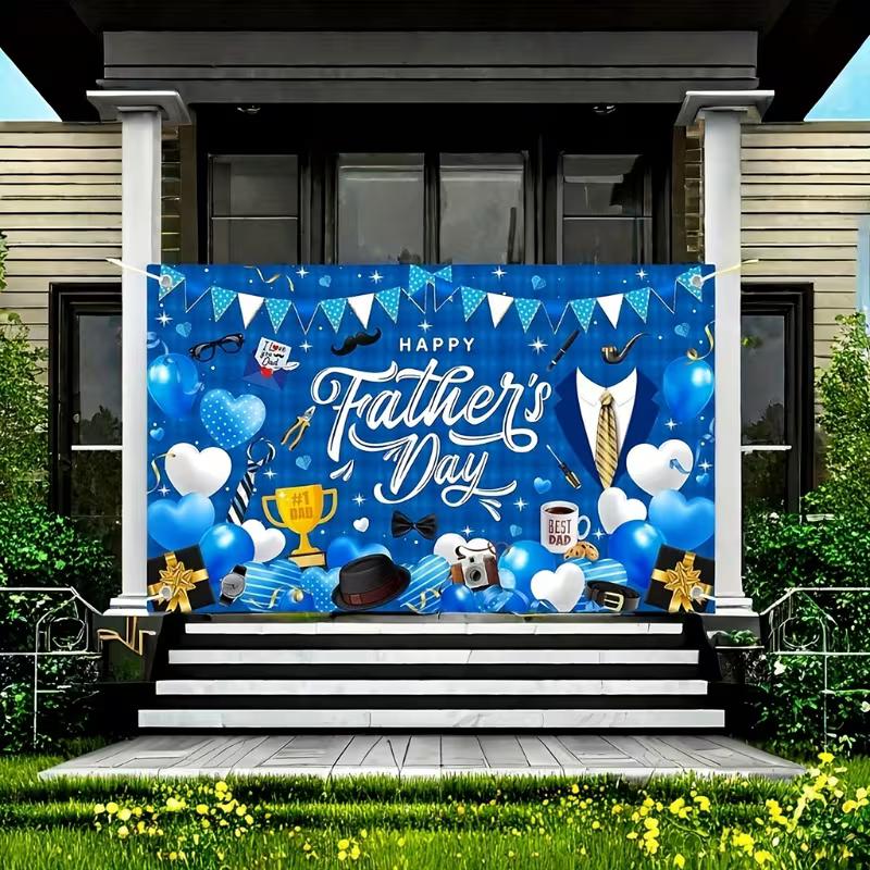 Happy Father's Day Tapestry, Blue Dad Themed Background Cloth, Party Decor