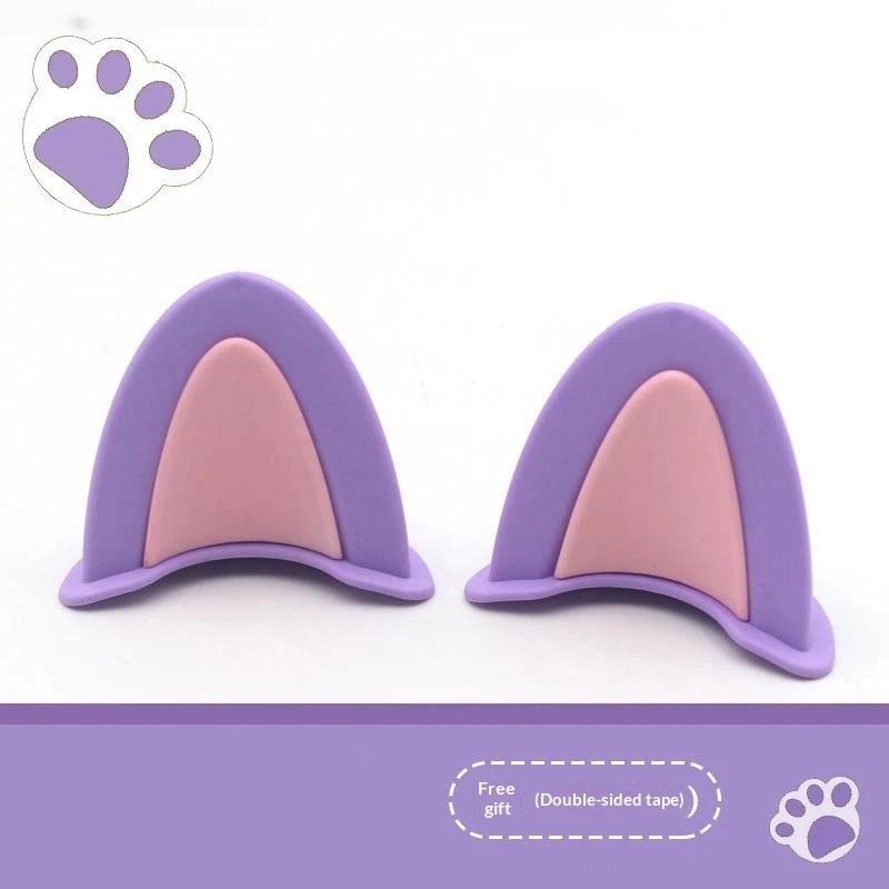 Soft ABS Bear Ear Helmet Decorations 1 Pair Adorable Appearance Easy to Install for Outdoor Riding Sports Helmets
