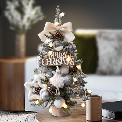 Mini ornamento da tavolo per albero di Natale artigianale con palline regali LED caldo realistico