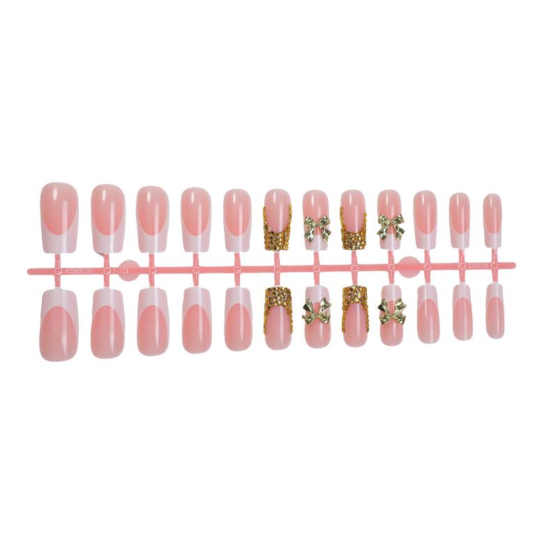 

Trendy Long-Style Wearable Nails with Bow Design for European and American Hot Girls Large Set