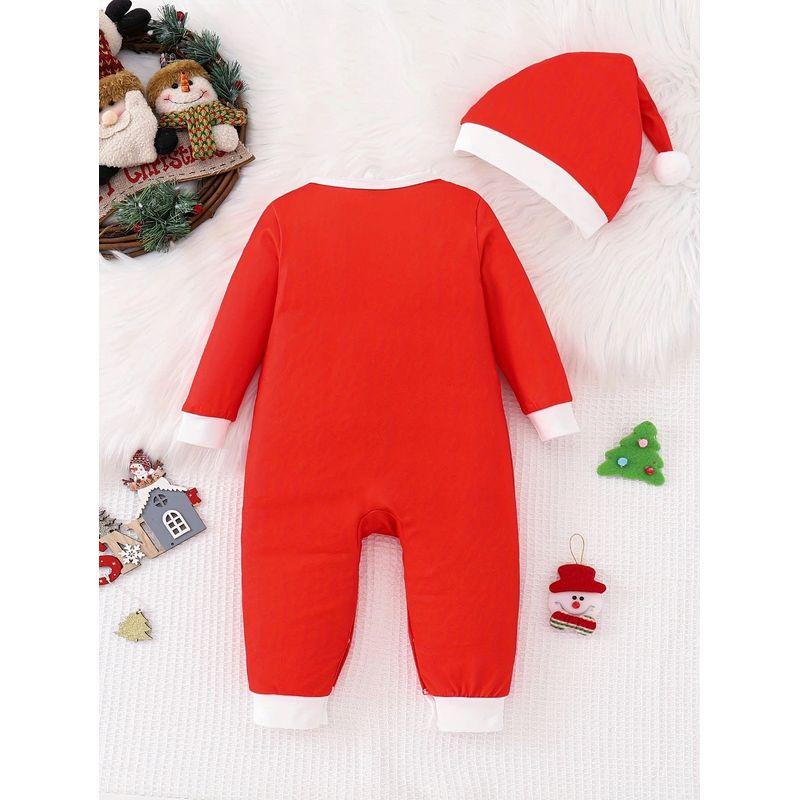 Foreign Trade Ins Newborn Baby Boys and Girls Santa Claus Print Long-Sleeve Open-Crotch Romper Holiday Style
