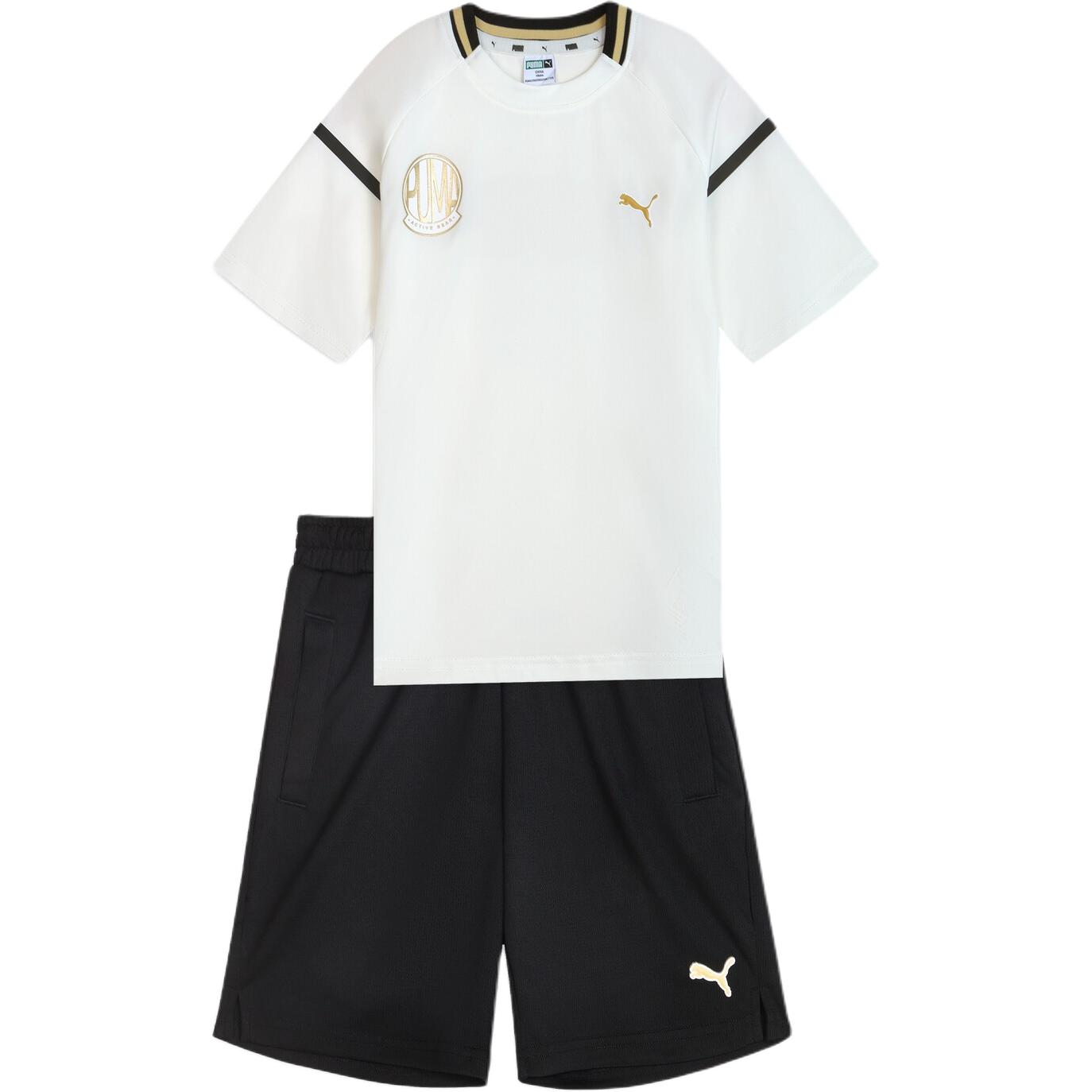 

Puma Casual Sports Suit Moisture-Wicking Quick-Dry Round Neck Running Short Sleeve Shorts 2-Piece Set Kids sets 950453-01 120