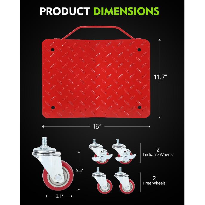 Car Tire Wheel Trolley Dollies 2/4PCS 1500lb Each Weight Capacity Vehicle Skate Moving Tire with 4 Casters Auto Repair Mover Tire Chucks 1